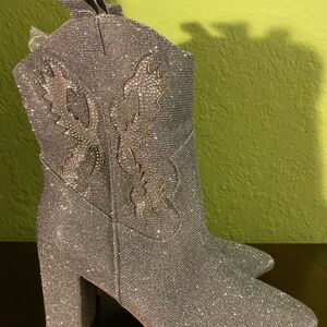 MIA Sparkling Silver Heeled Boots